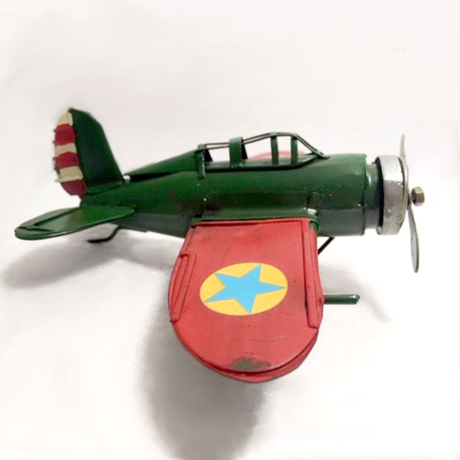 Green Mini Roamer Plane - Small Vintage Style Metal Plane.