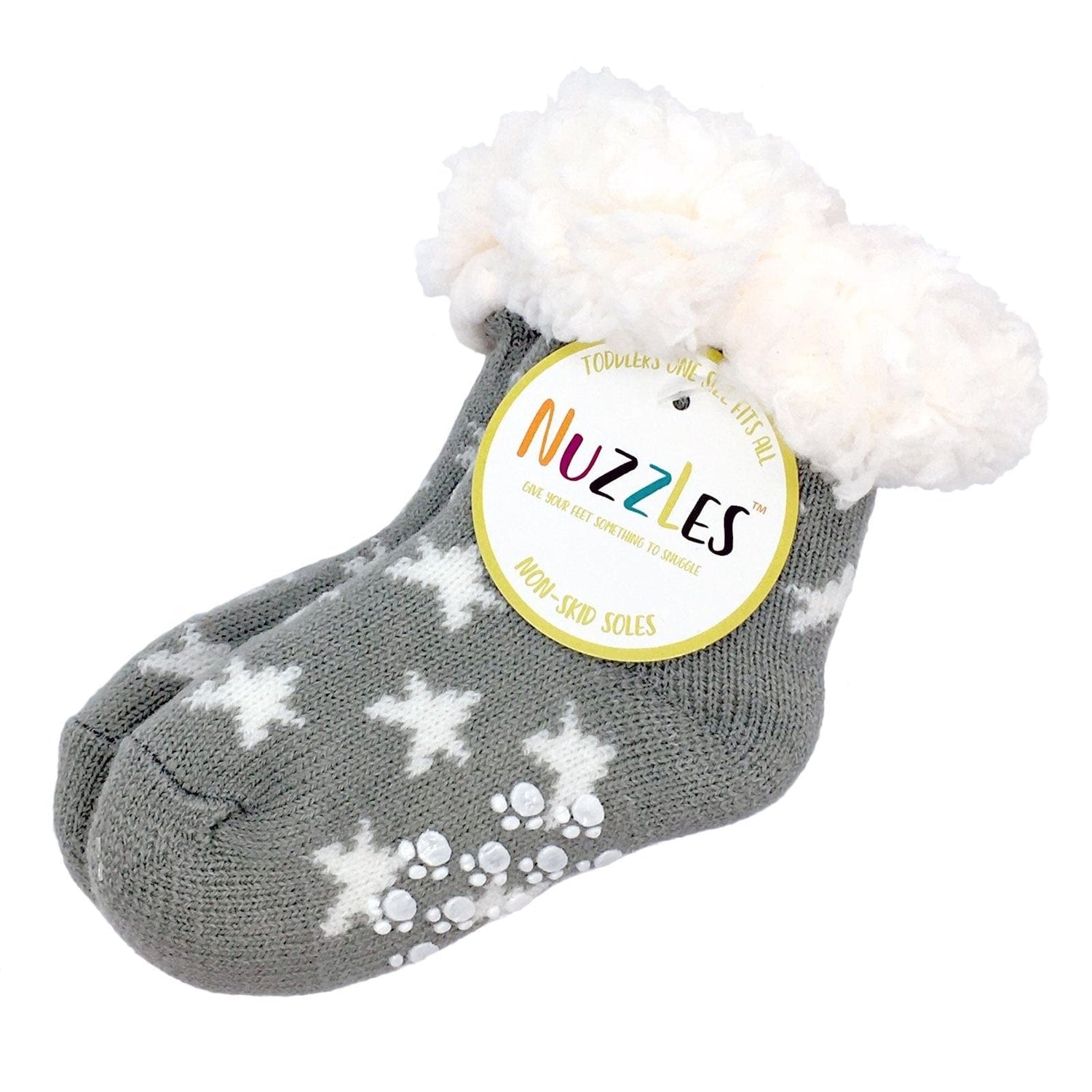 Grey Stars - Toddler Nuzzles Slipper Socks.