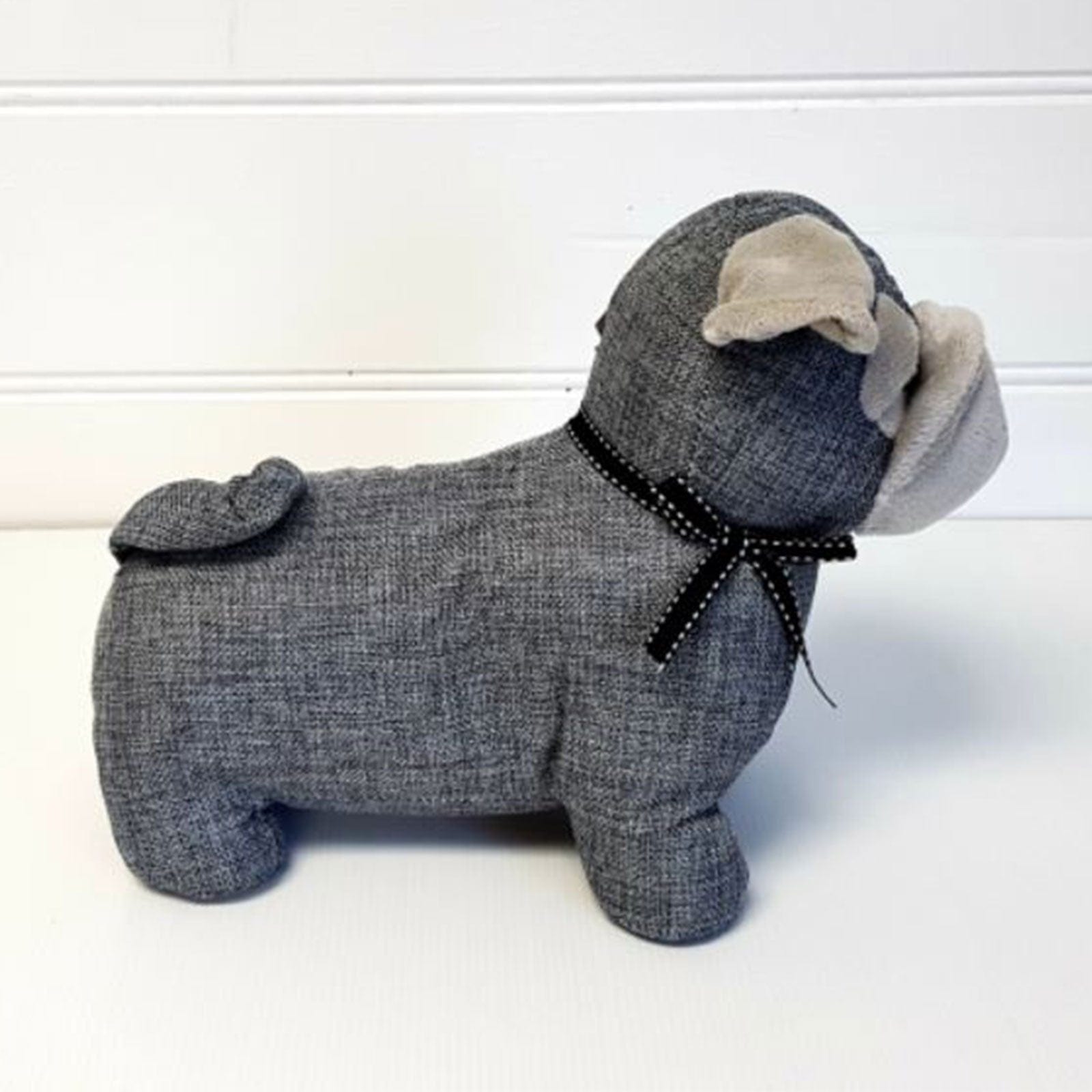 Grey Pug Fabric Door Stop.