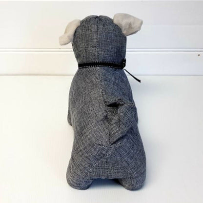 Grey Pug Fabric Door Stop.