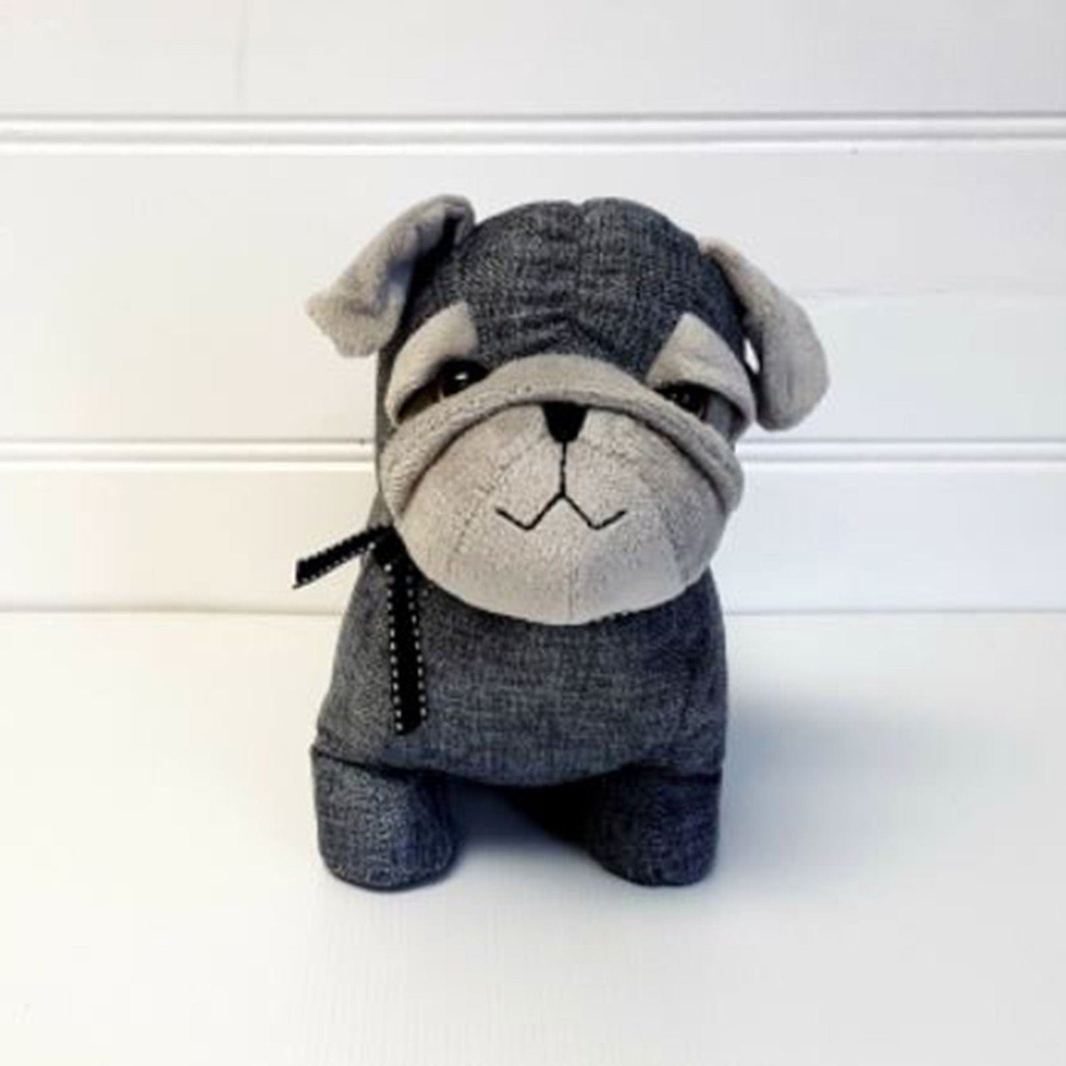 Grey Pug Fabric Door Stop.