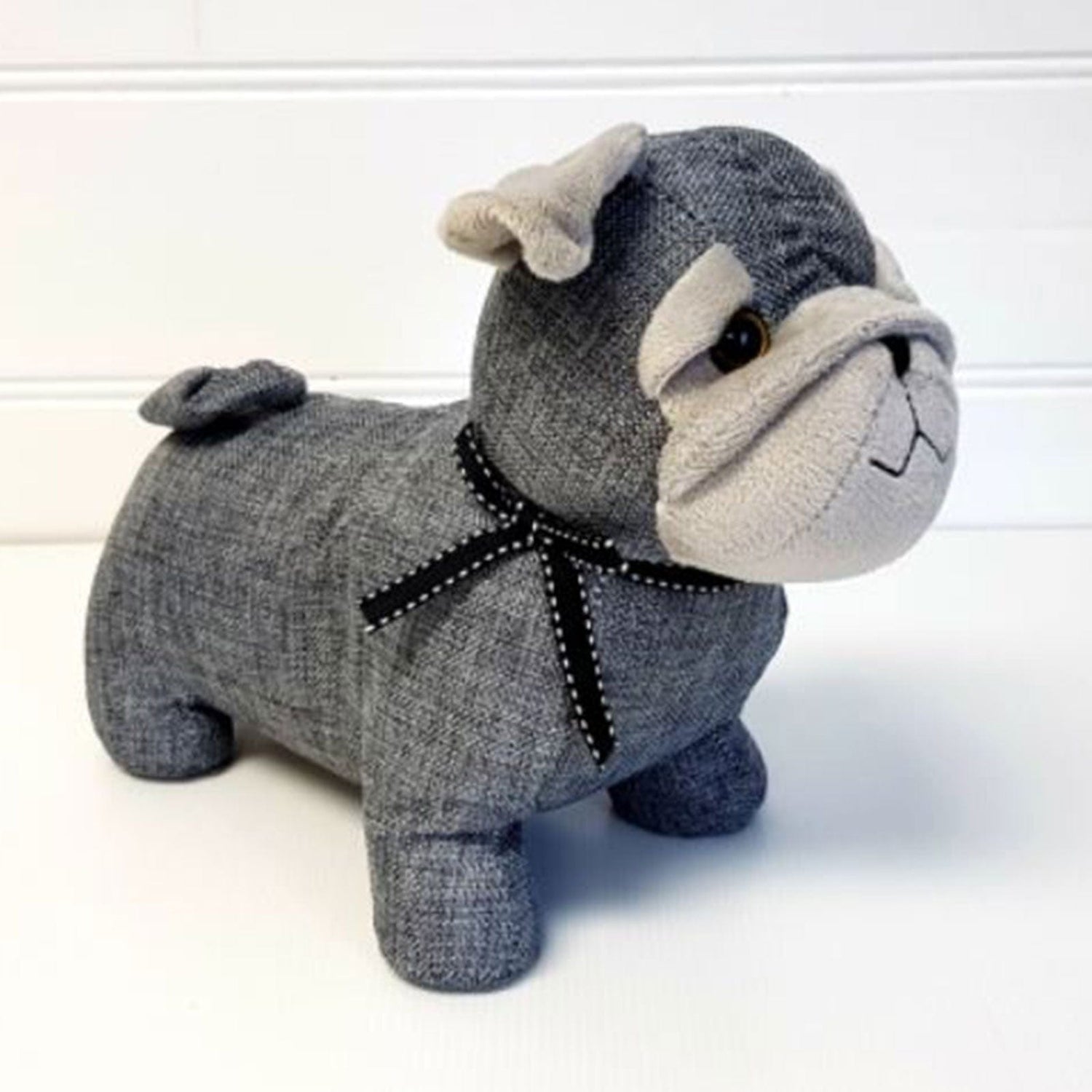 Grey Pug Fabric Door Stop.