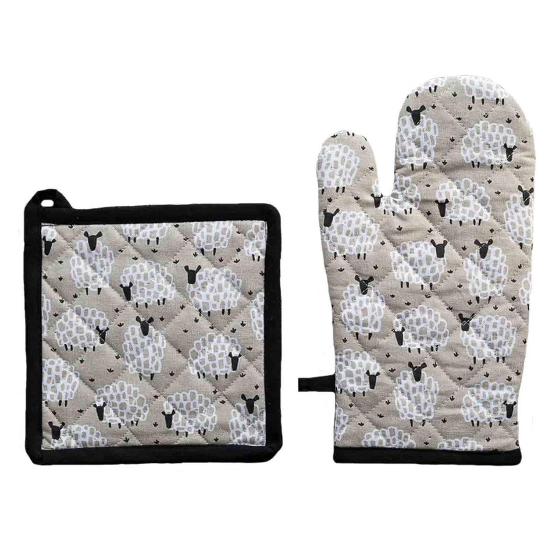 Grey Sheep 100% Cotton Oven Glove and Pot Holder