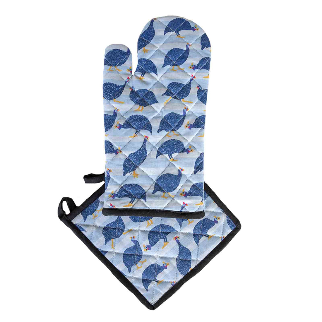 Guinea Fowl 100% Cotton Oven Glove and Pot Holder
