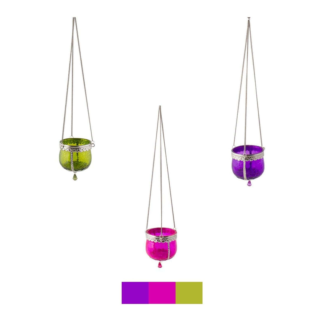 Crazed Glass & Metal Hanging Lantern.