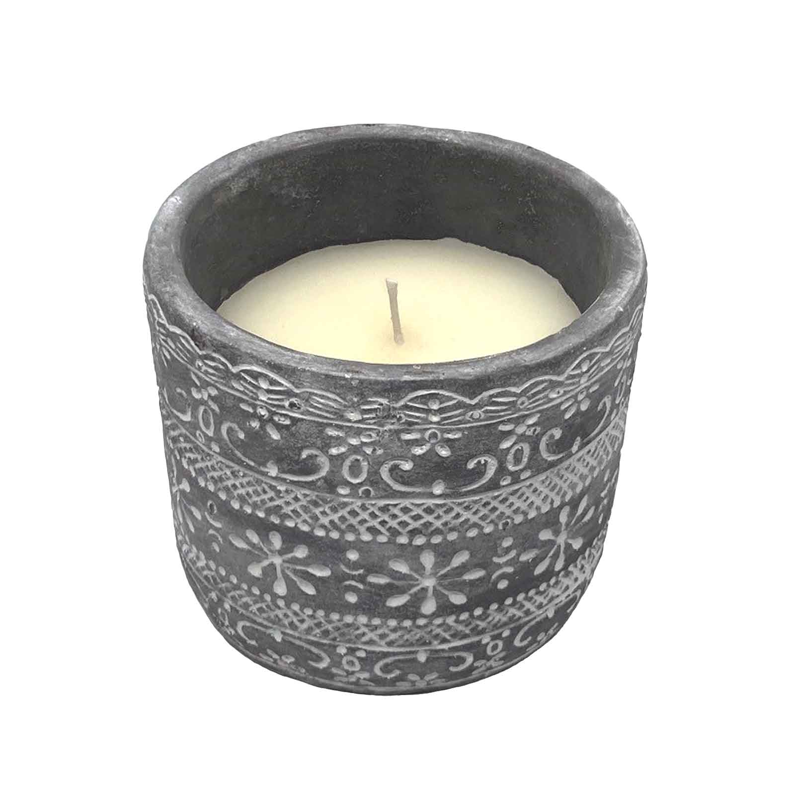 Large Etched Cement Candle