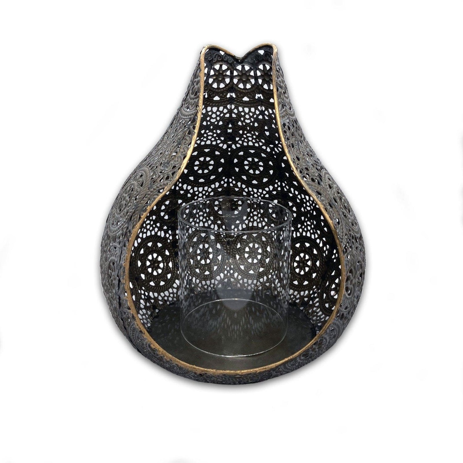 Front On - Large Filigree Metal Candle Holder