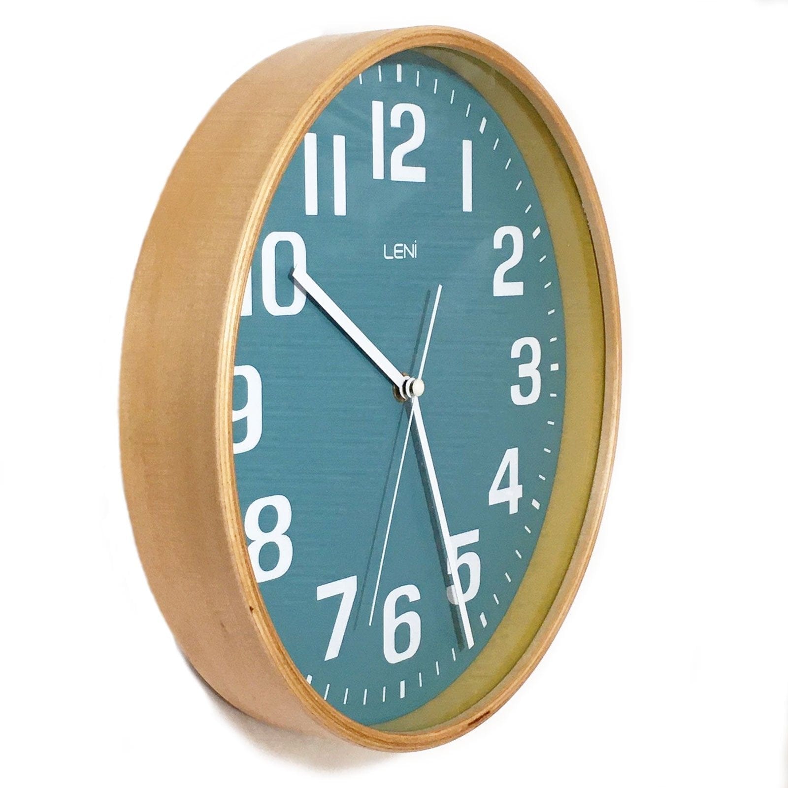 28cm Leni Wood Wall Clock - Teal.