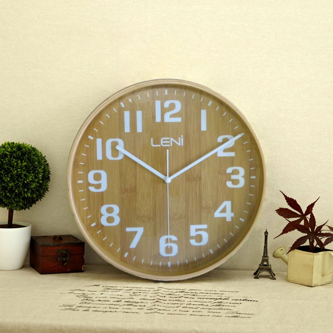 40cm Leni Wood Wall Clock - Bamboo.
