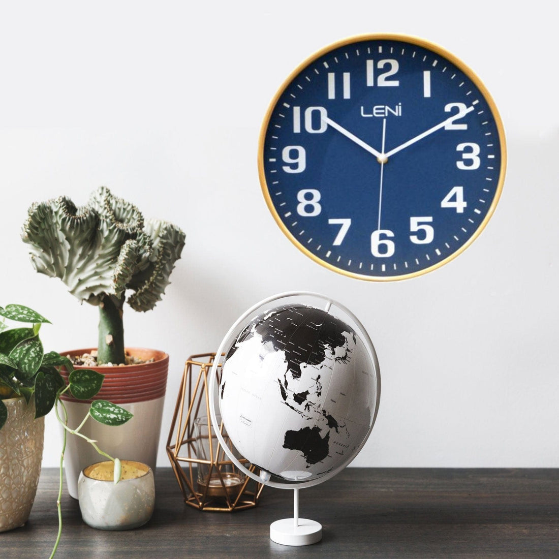 40cm Leni Wood Wall Clock - Navy.