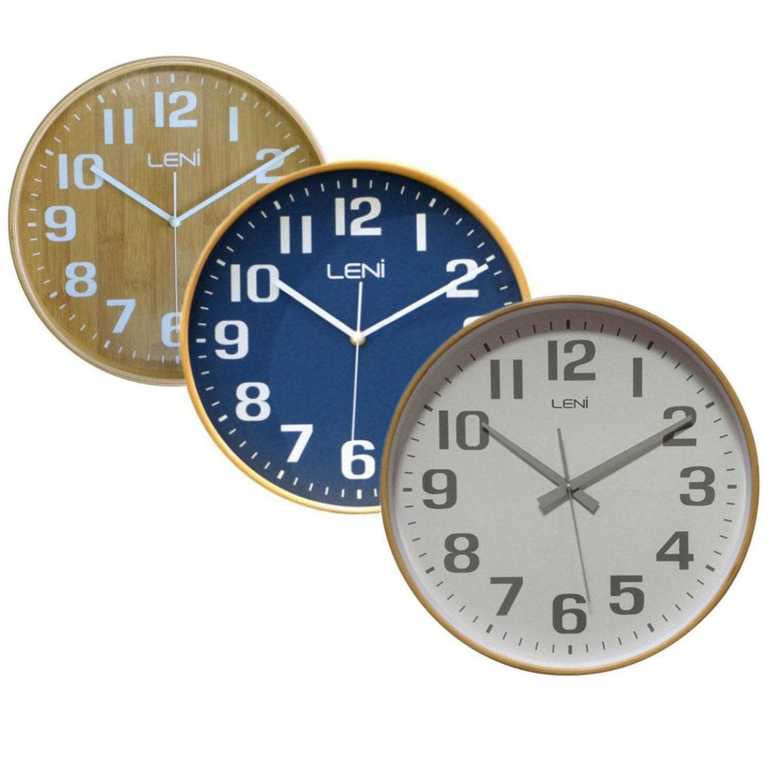 28cm Leni Wood Wall Clock - 3 Colours Available.