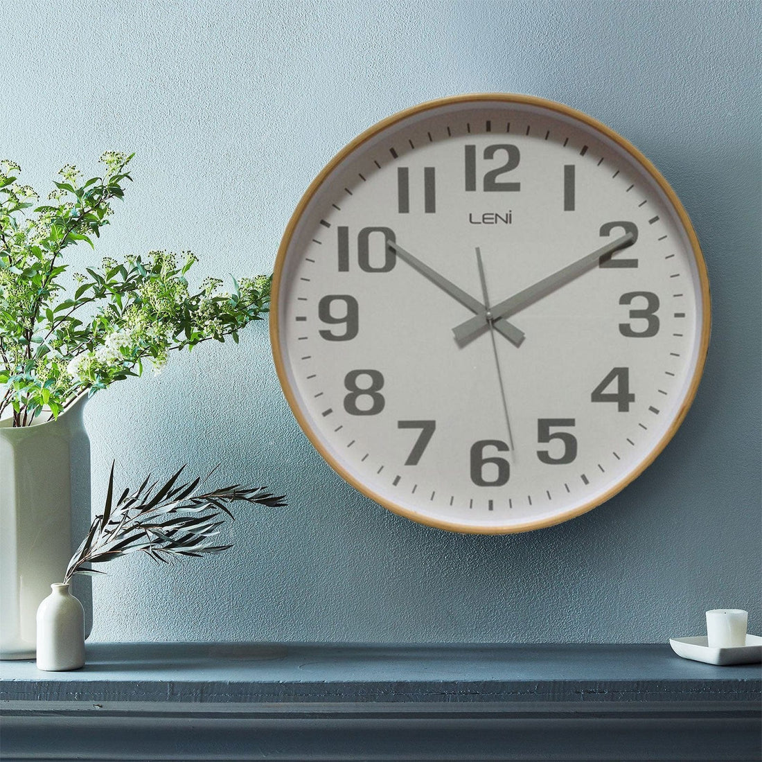 40cm Leni Wood Wall Clock - White.