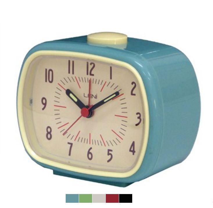 Leni Retro Alarm Clock - 6 Colours Available.