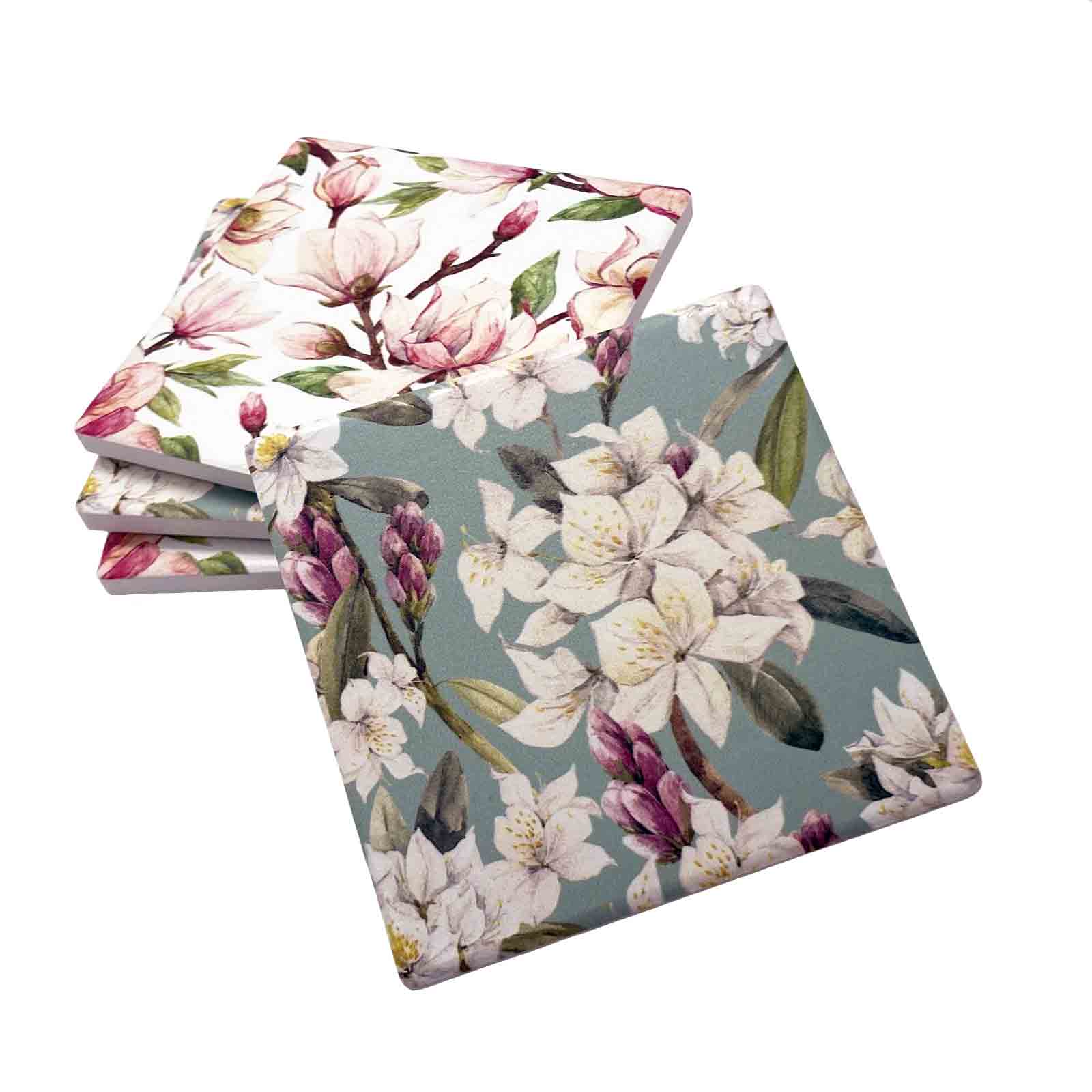 Magnolia Flower - Set of 4 Ceramic Coasters