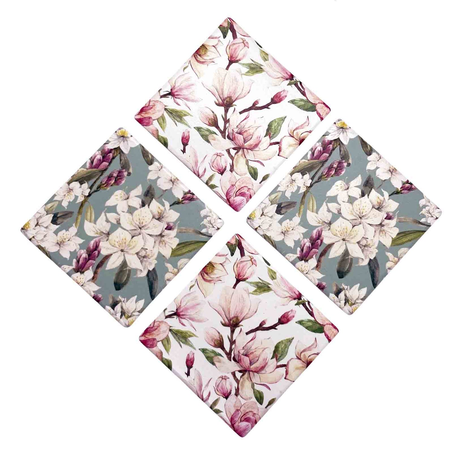 Magnolia Flower Set of 4 Ceramic Coasters