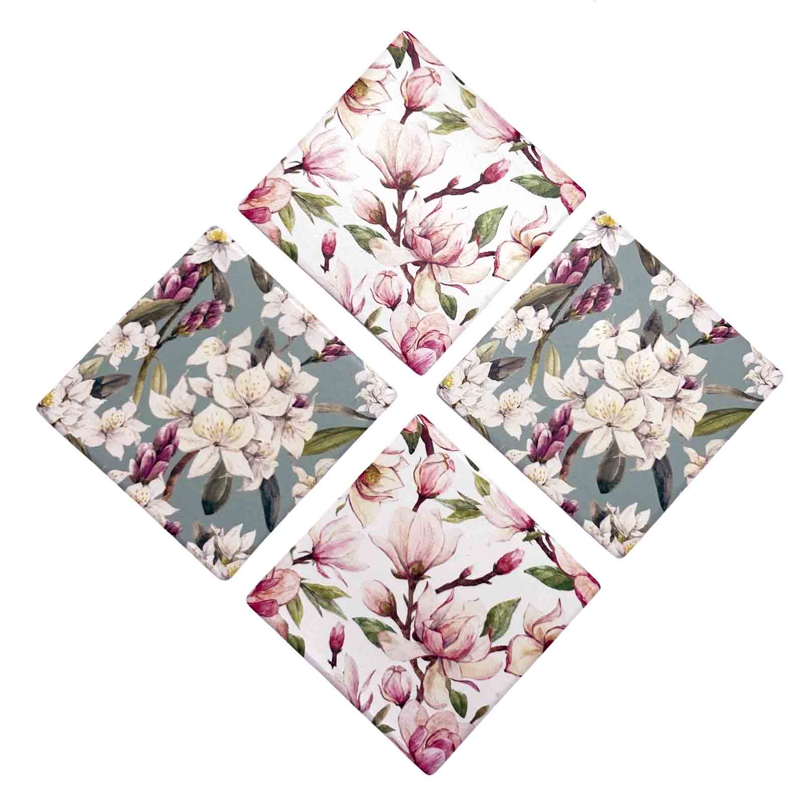 Magnolia Flower Set of 4 Ceramic Coasters
