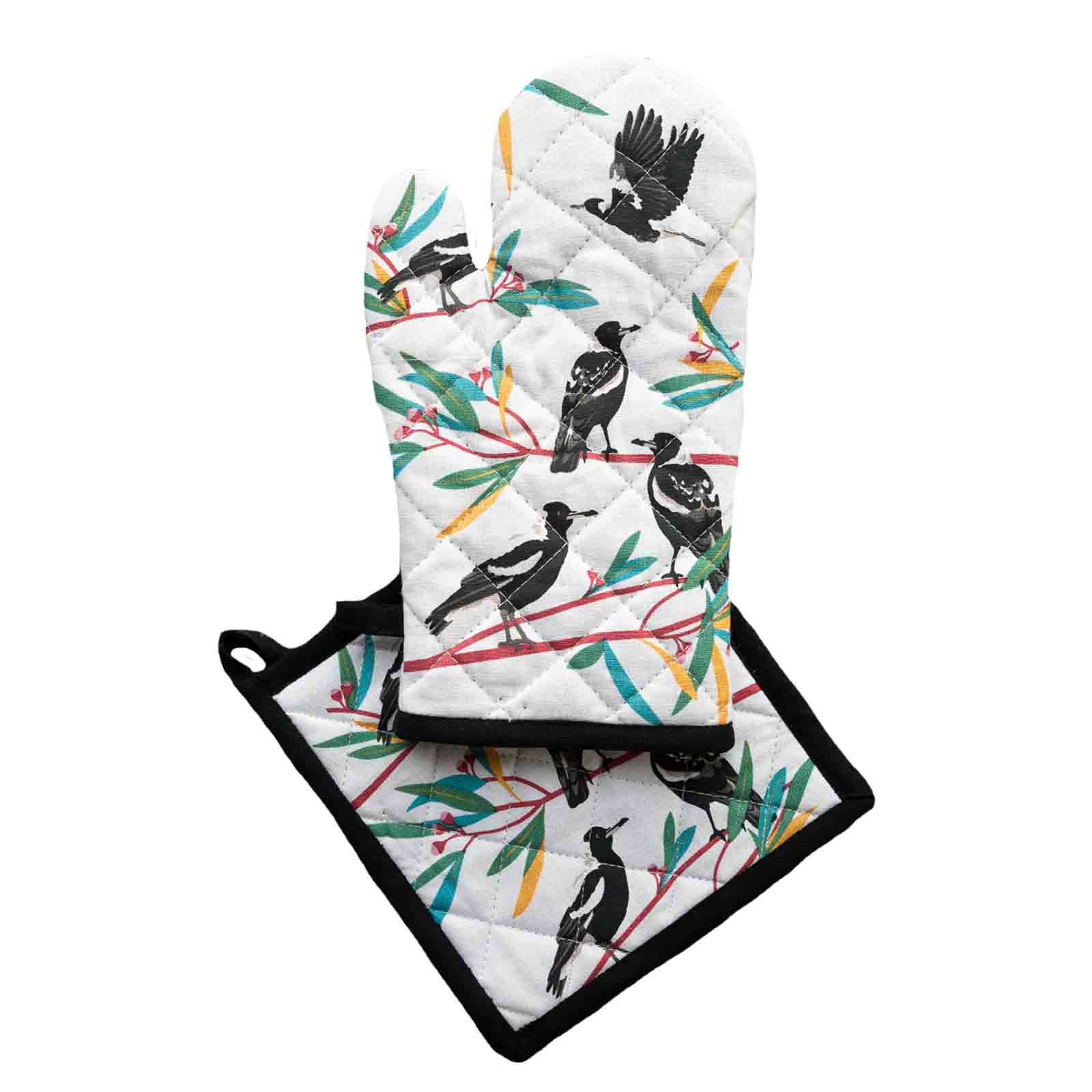 Magpies 100% Cotton Pot Holder &amp; Oven Glove