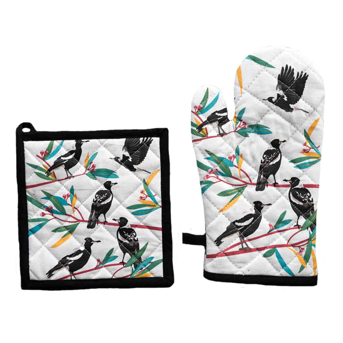 Magpies 100%  Cotton Oven Glove and Pot Holder