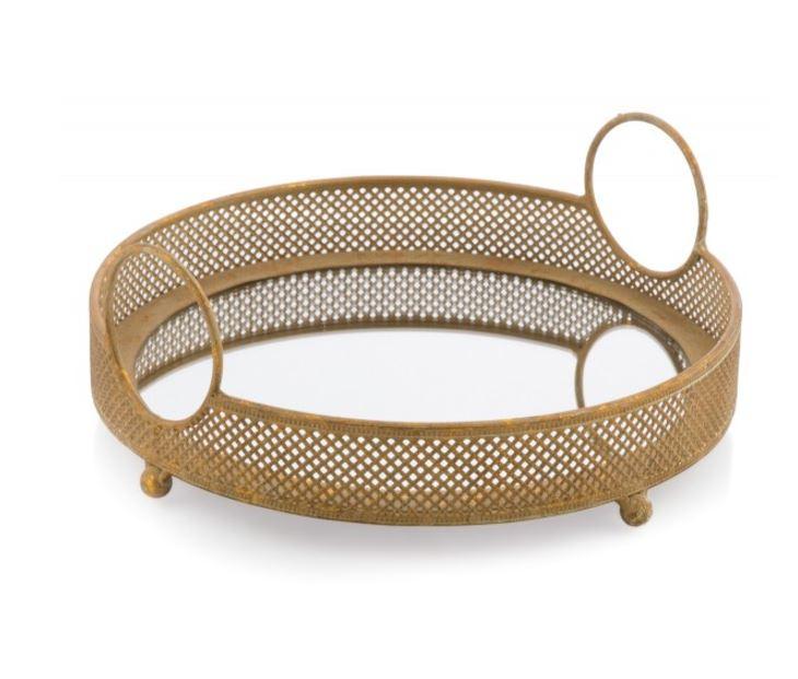 Gold Mirrored Tray with Handles.