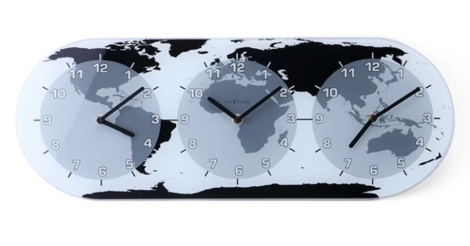NeXtime Mondial Glass World Clock - 3 Faces