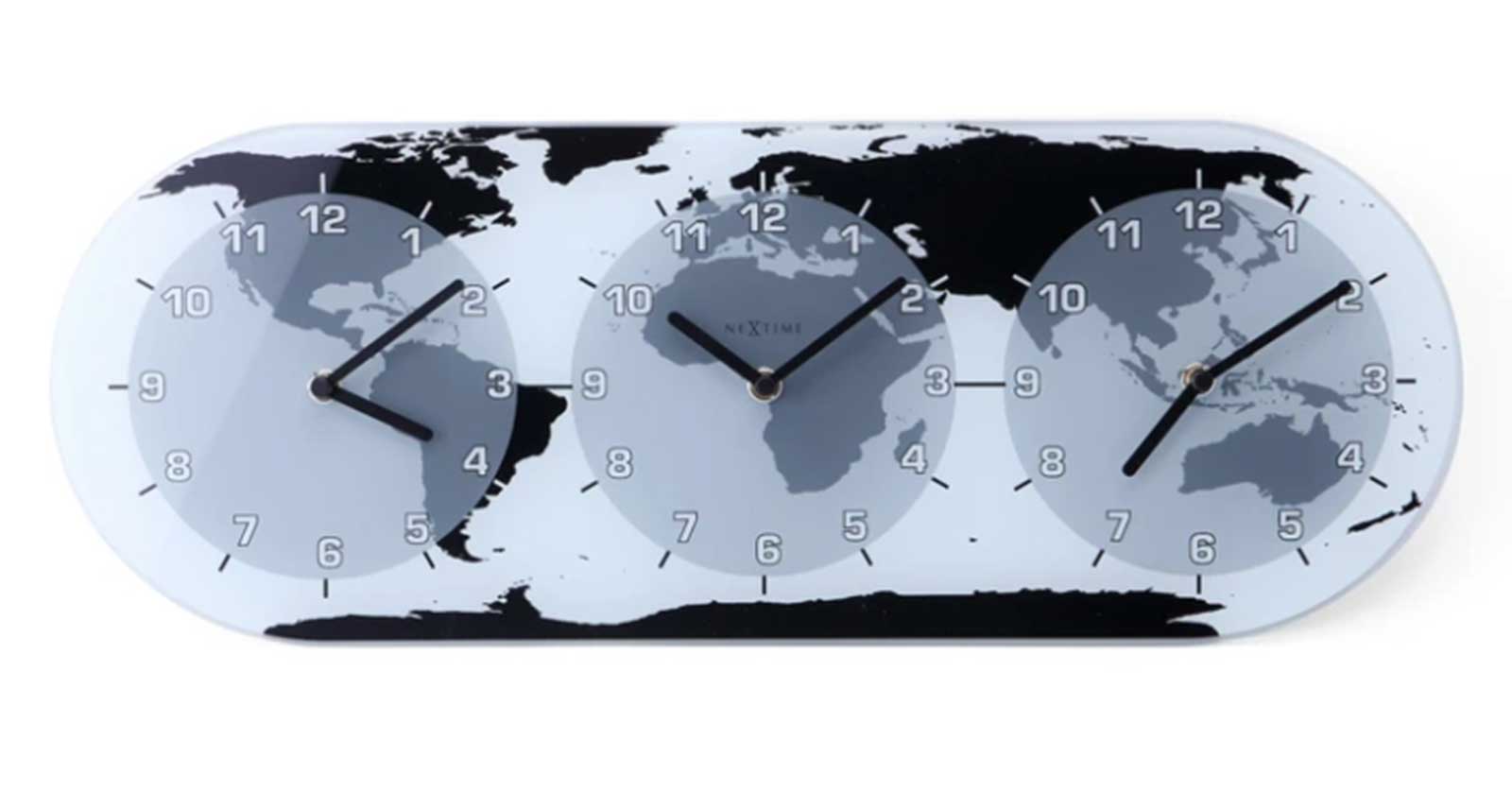 NeXtime Mondial Glass World Clock - 3 Faces