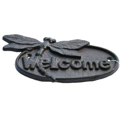 Mr Gecko Cast Iron Dragonfly Welcome Sign