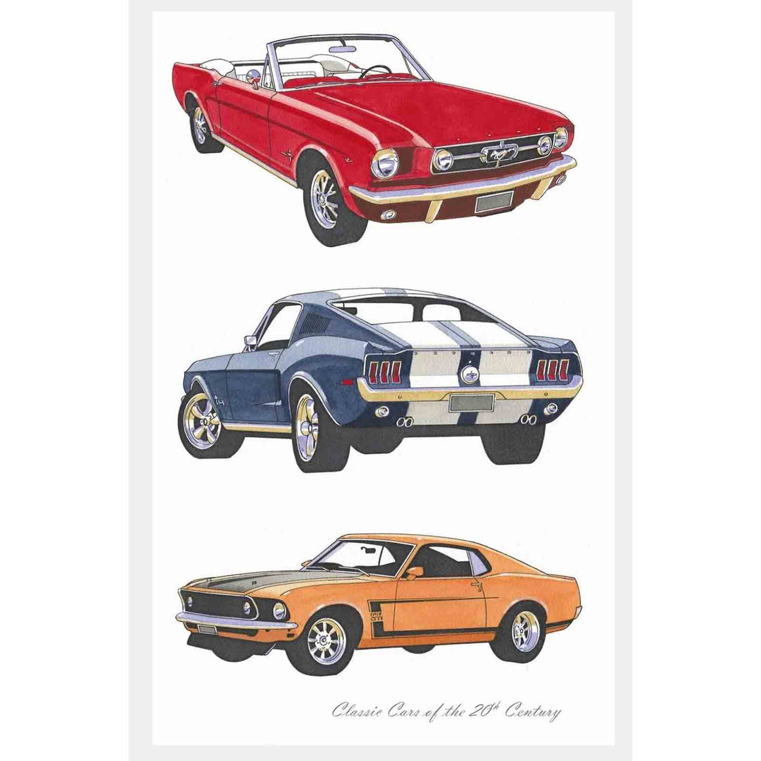 Mustang Classic Cars 100% Cotton Tea Towel