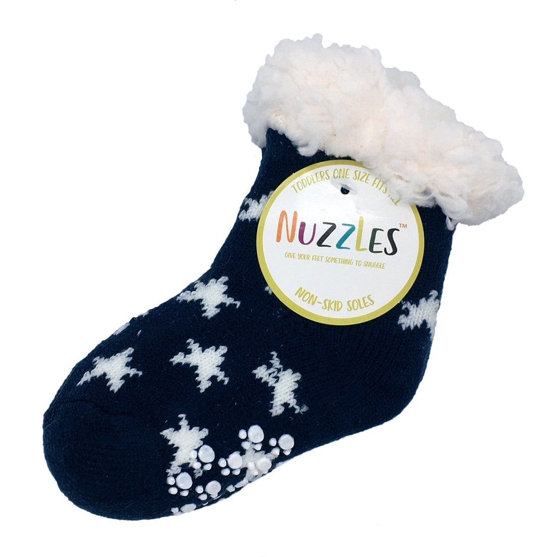 Navy Stars - Toddler Nuzzles Slipper Socks.