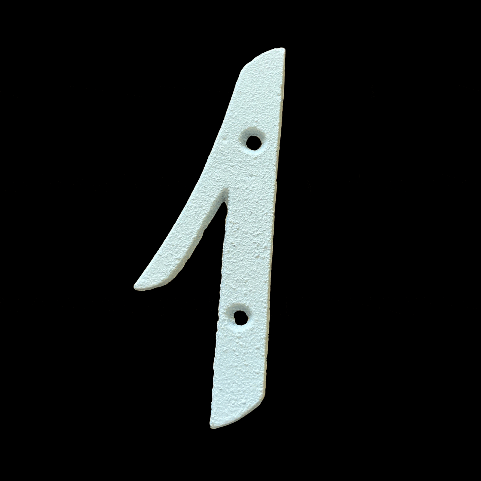 White Italic Cast Iron Numbers - 1