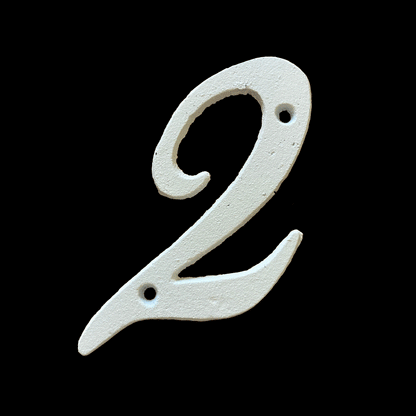 White Italic Cast Iron Numbers - 2