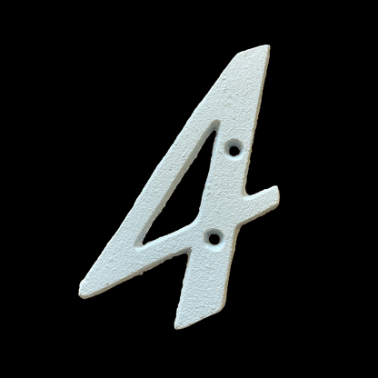 White Italic Cast Iron Numbers - 4