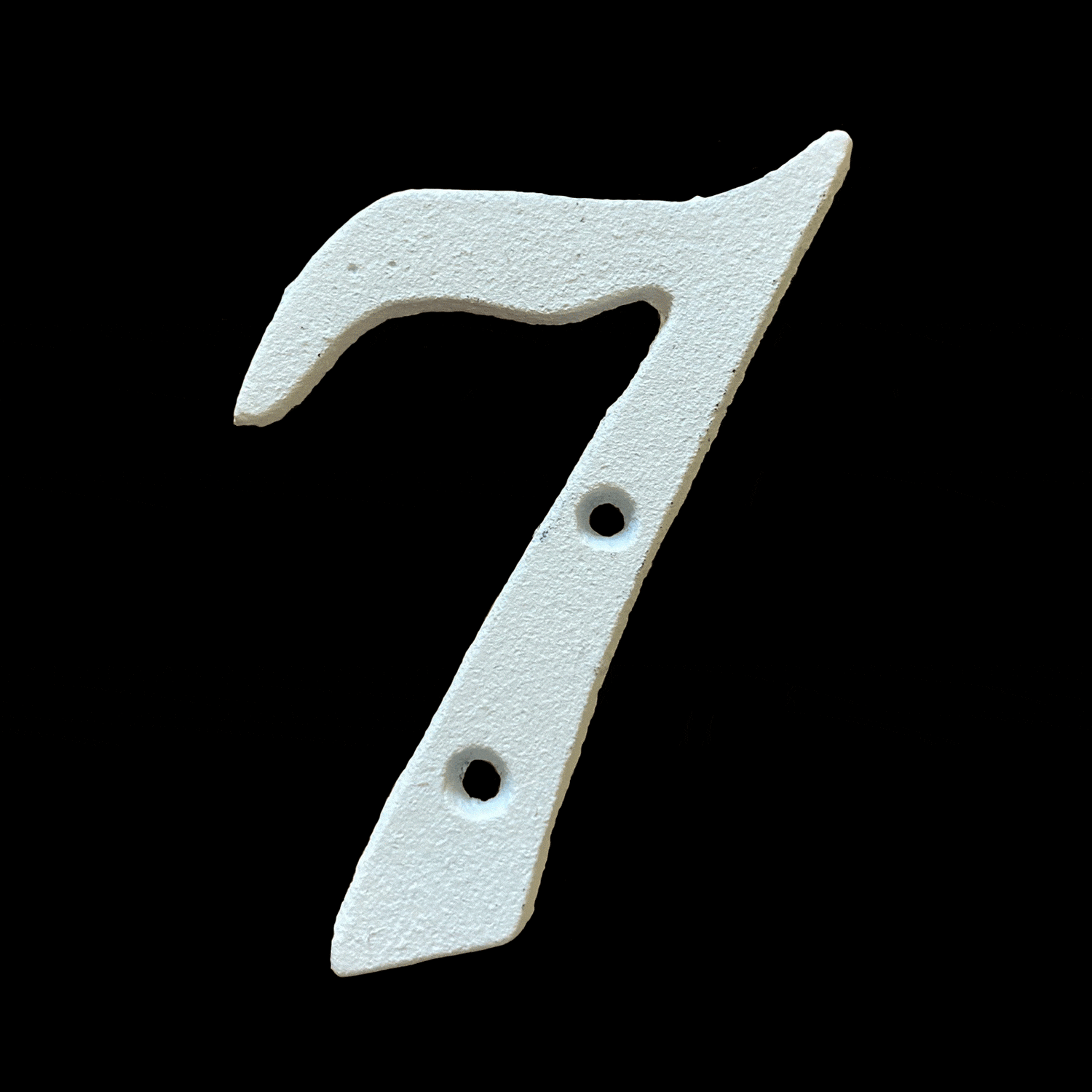 White Italic Cast Iron Numbers - 7