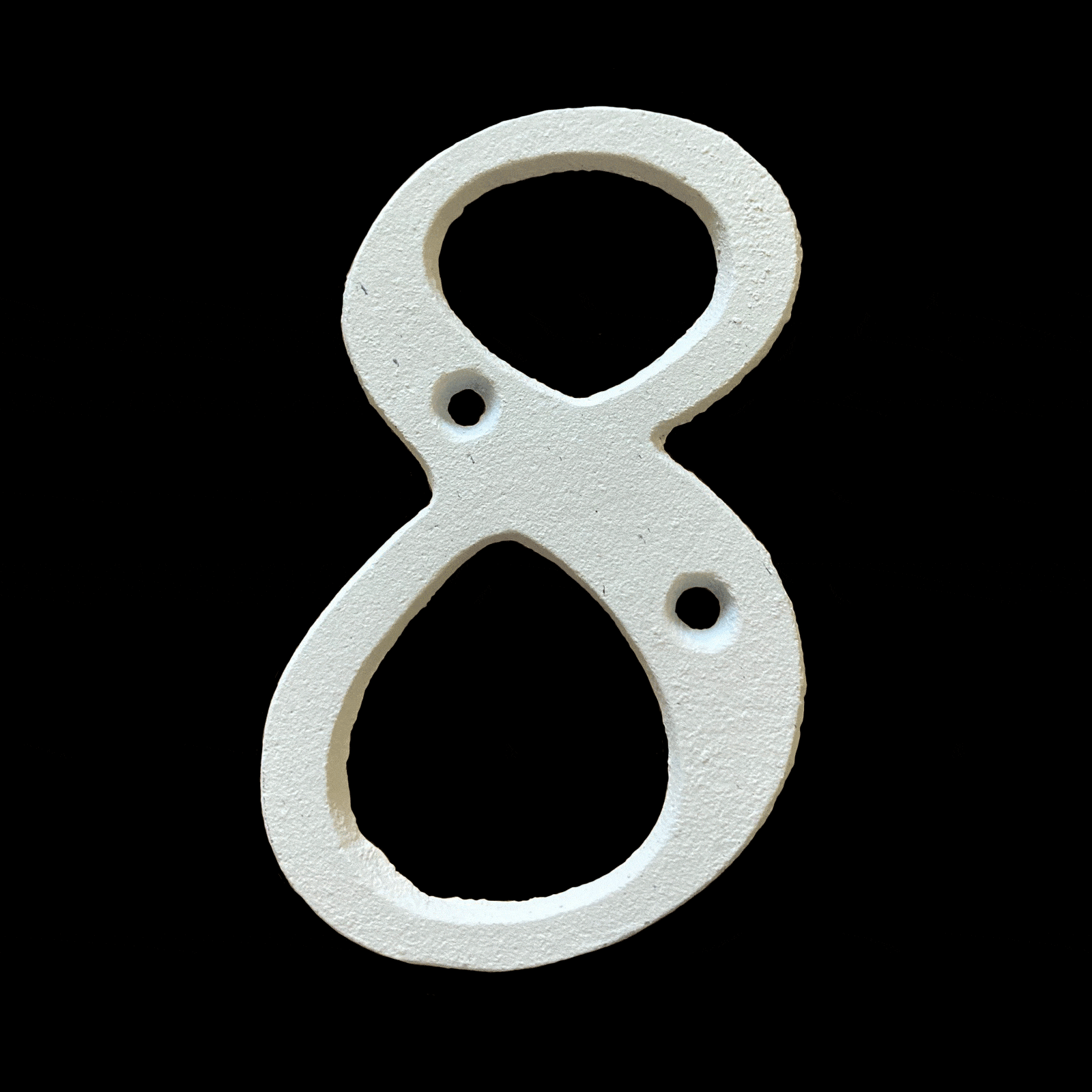 White Italic Cast Iron Numbers - 8