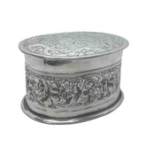 Silver Aluminium Oval Embossed Trinket Box