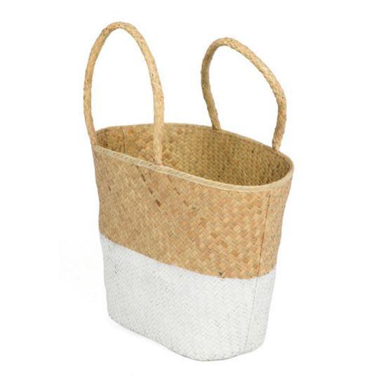 White Painted Seagrass Bag / Basket.