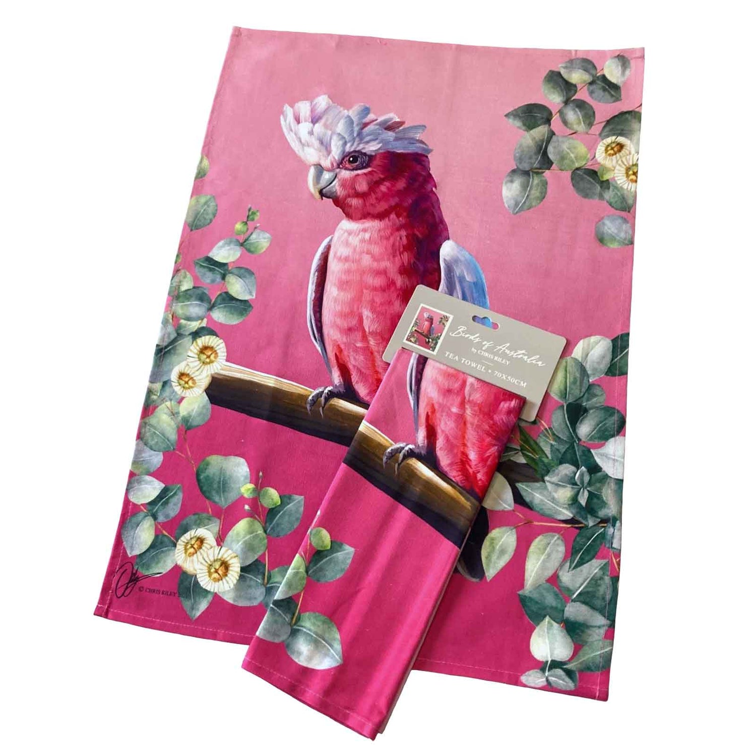 Pink Galah Birds of Australia 100% Cotton Tea Towel
