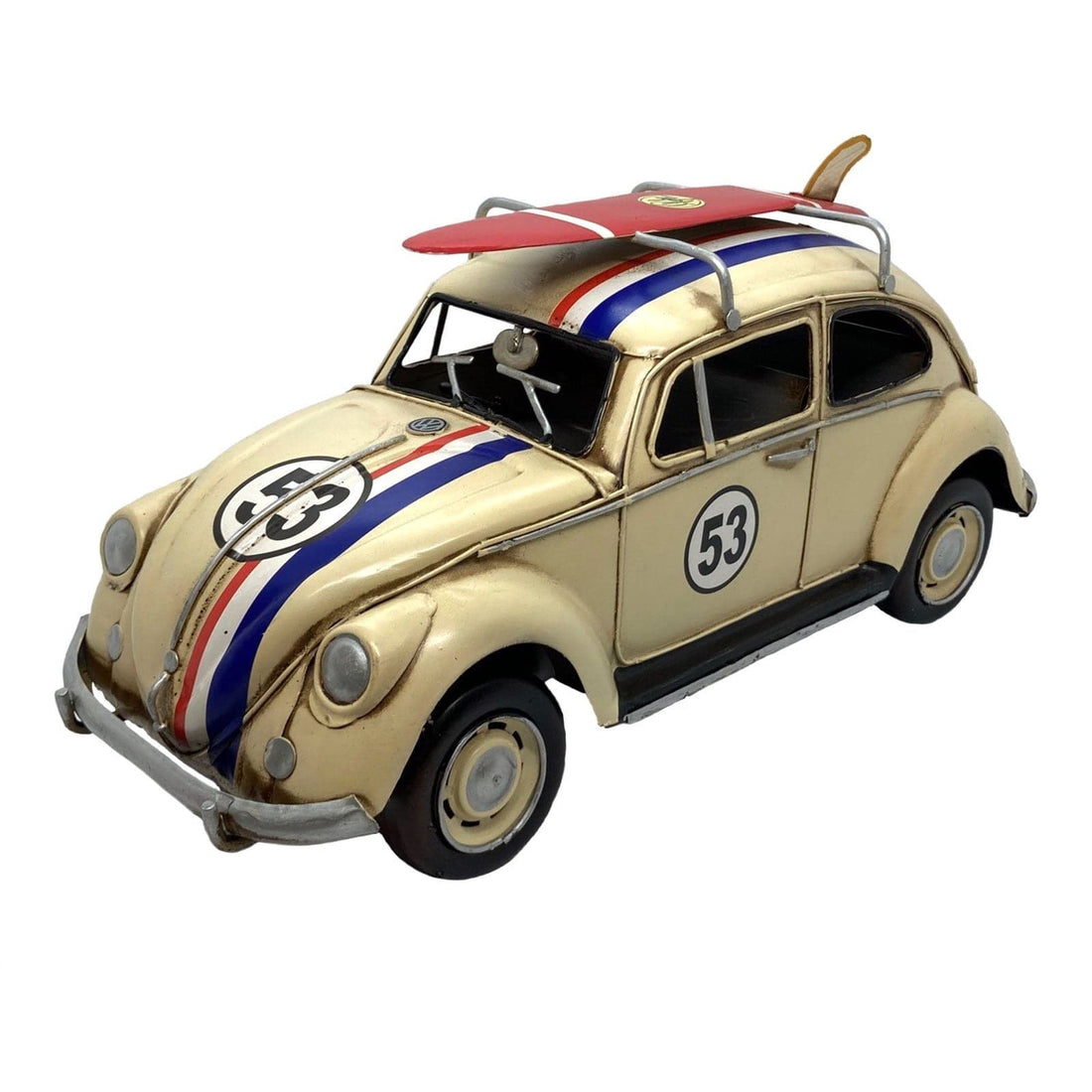 34cm Racing Stripe VW Beetle with Surfboard