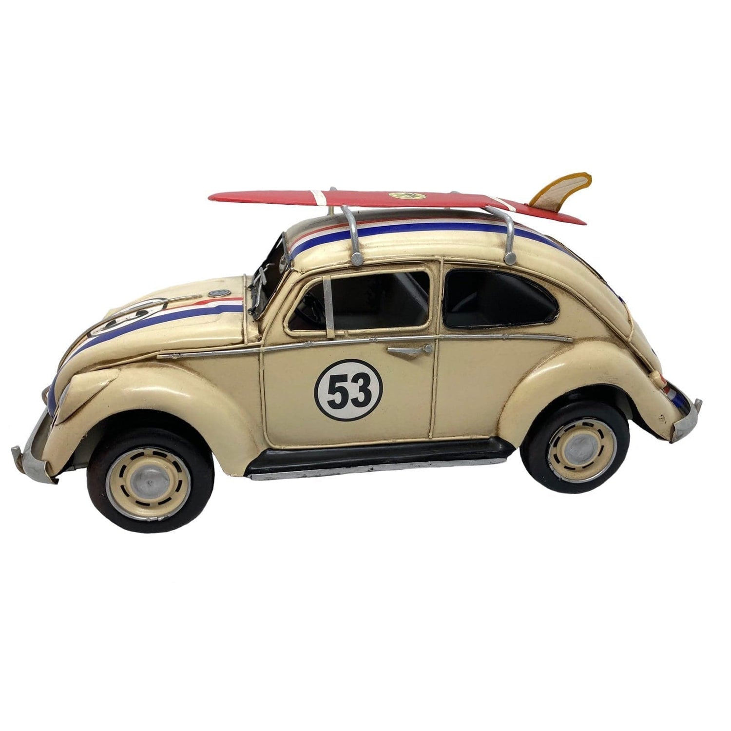 34cm Racing Stripe VW Beetle with Surfboard