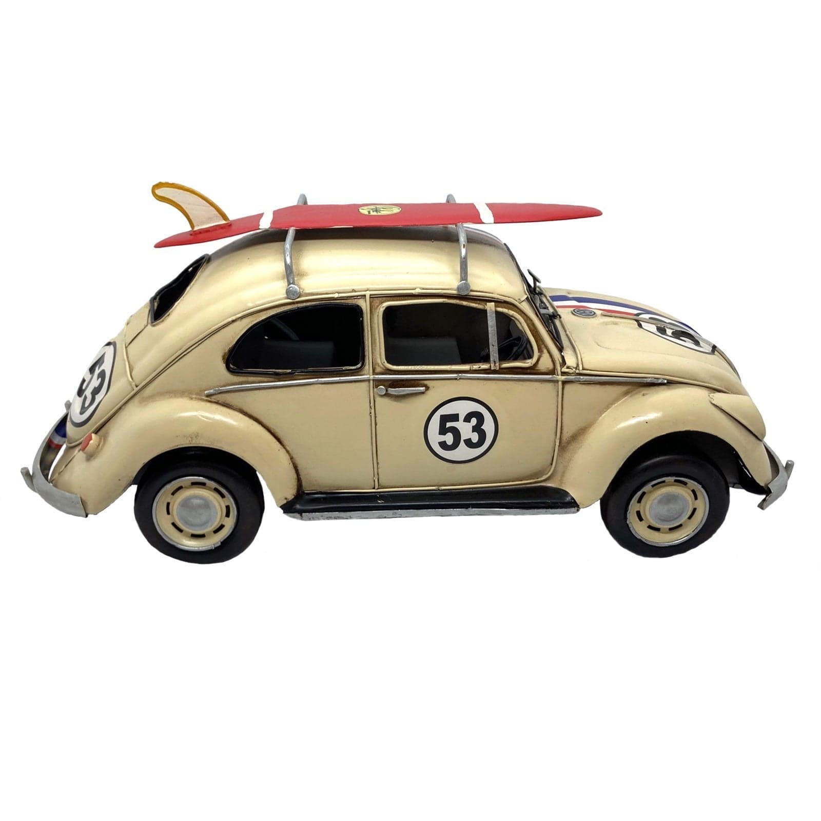 34cm Racing Stripe VW Beetle with Surfboard