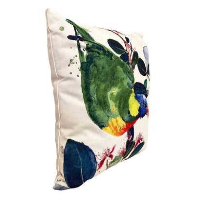 Rainbow Lorikeet Cotton Linen Blend Cushion 45cm