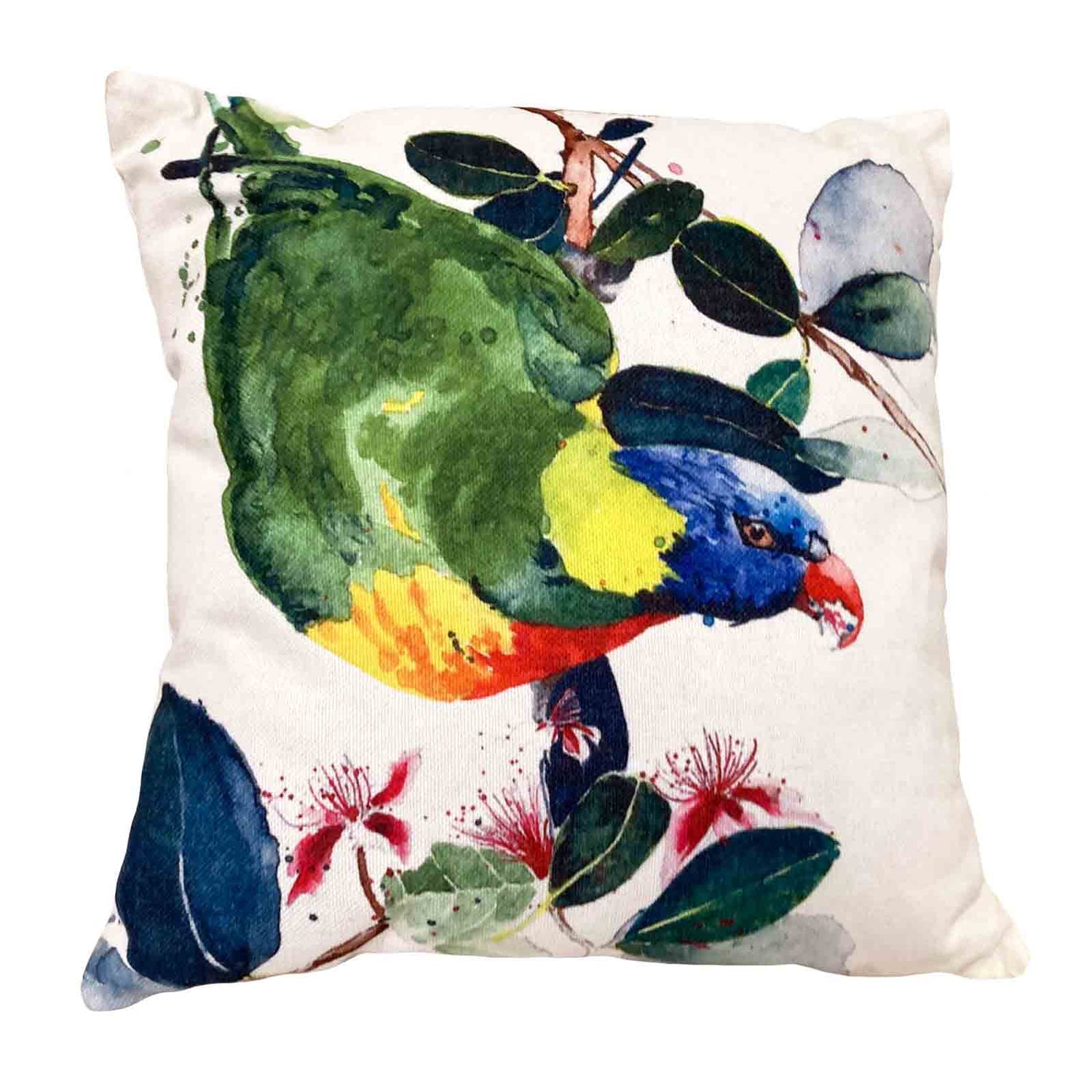 Rainbow Lorikeet Linen Cotton Blend 45cm Cushion