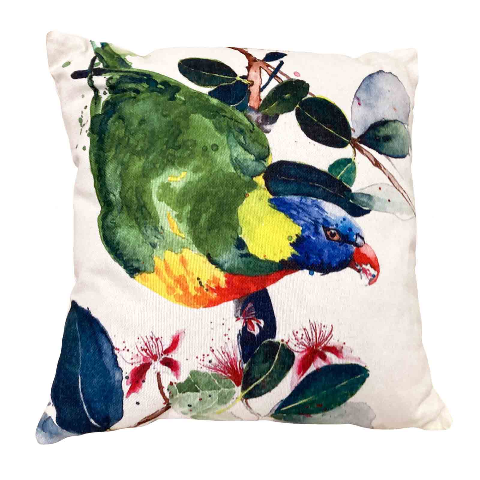 Rainbow Lorikeet Linen Cotton Blend 45cm Cushion