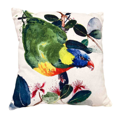 Rainbow Lorikeet Linen Cotton Blend 45cm Cushion