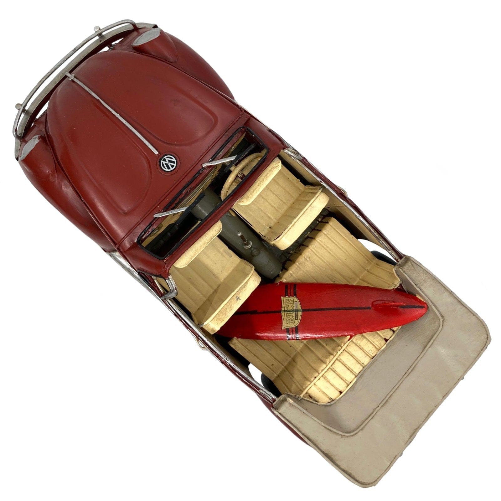 34cm Red VW Beetle with Surfboard