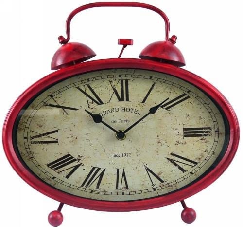 Red Rustic Oval Mantle Clock.