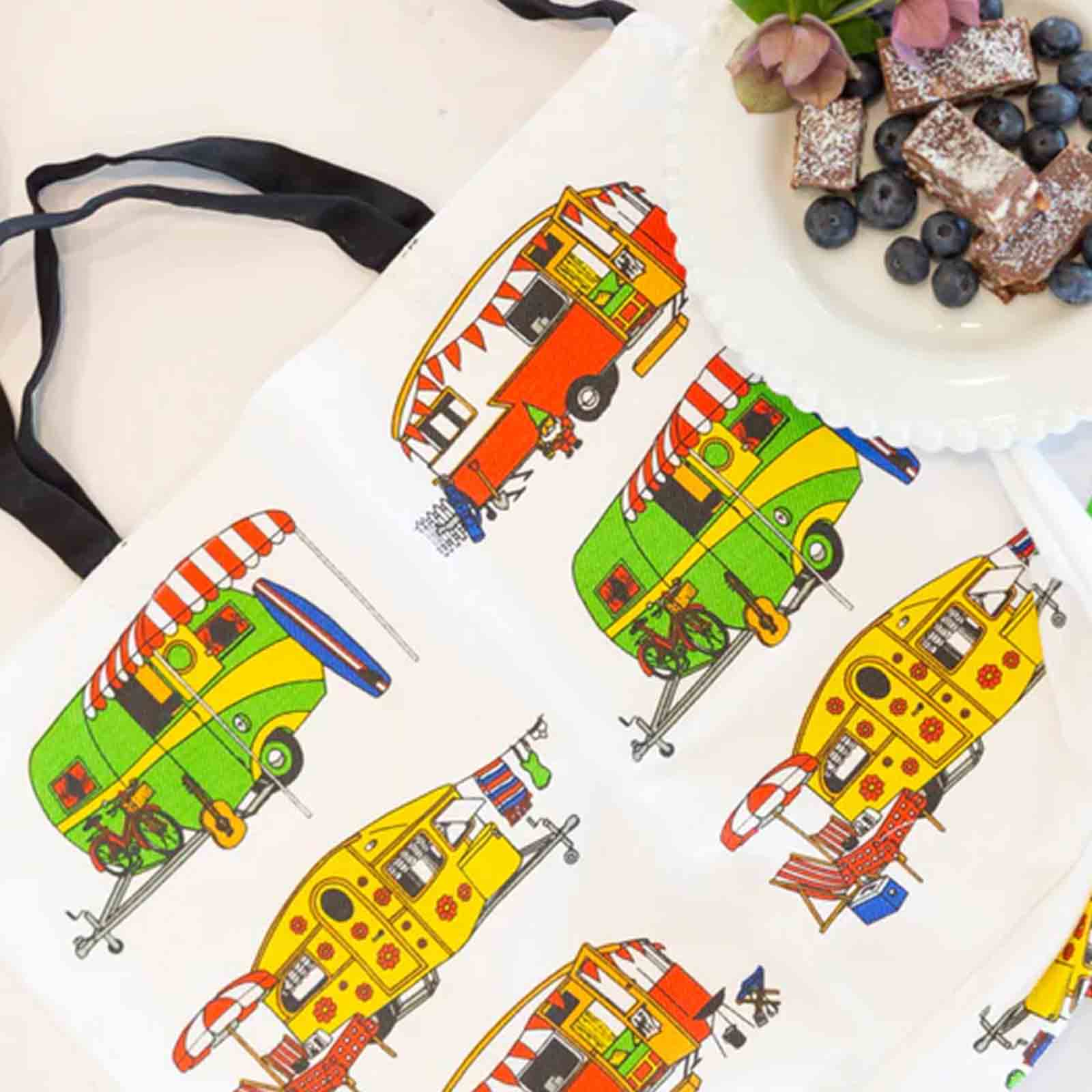 Retro Caravan 100% Cotton Shopper Tote Bag