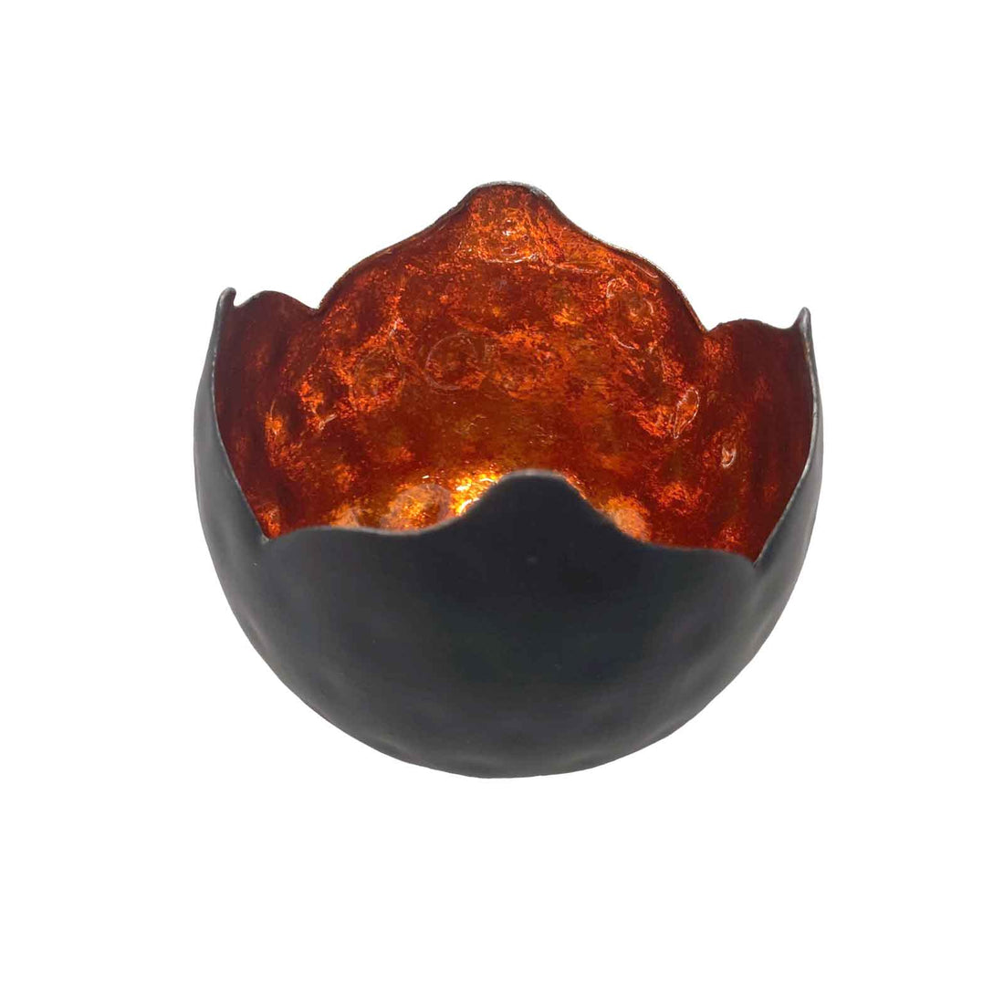 Black Round Iron Votive Candle Holder with Amber Foil