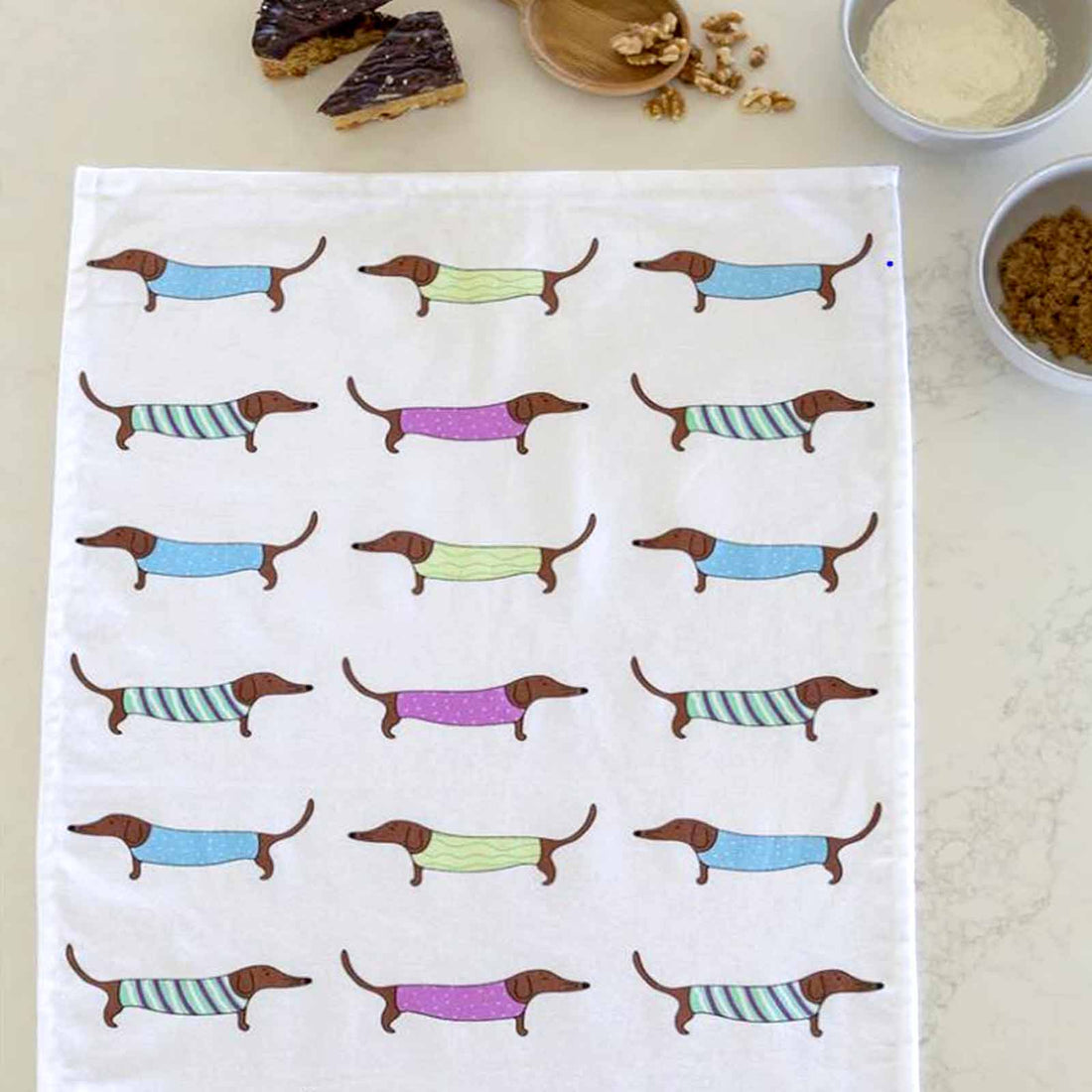 SAUSAGE DOGS 100% Cotton Tea Towel