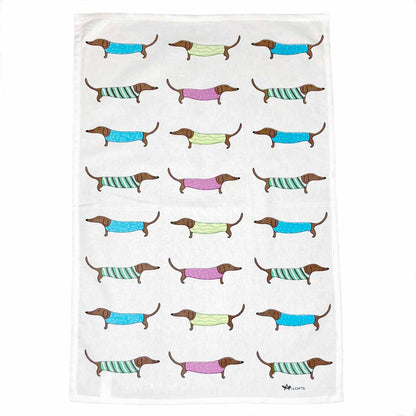 SAUSAGE DOGS 100% Cotton Tea Towel