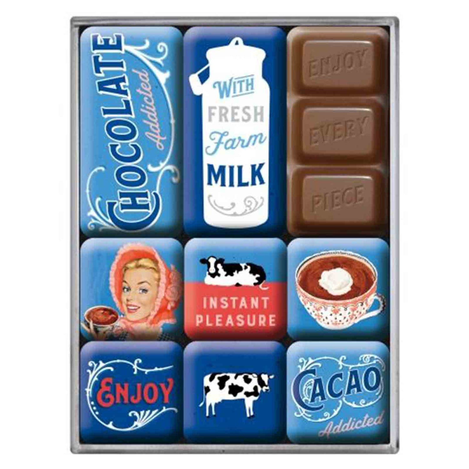 Chocolate Addicted Set of 9 Nostalgic Art Magnets